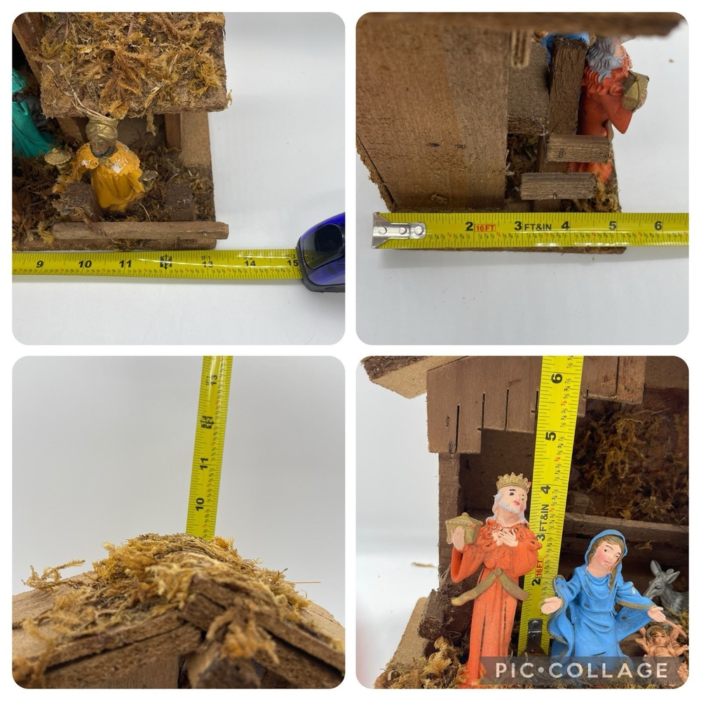 Vintage 1950's Nativity Set 8 Arial Figurines Stable Made in Italy Christmas‎ - Picture 7 of 16